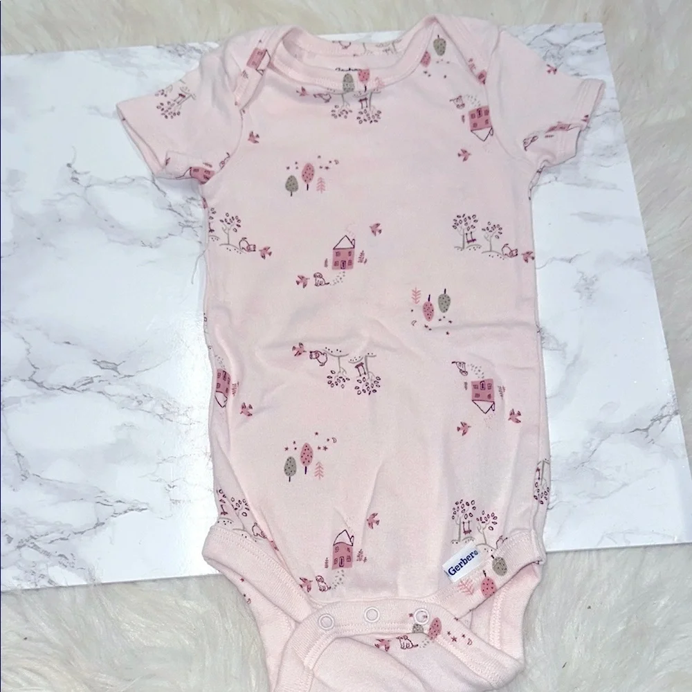 Gerbers Pink Baby one piece with Cute Print size 12 months